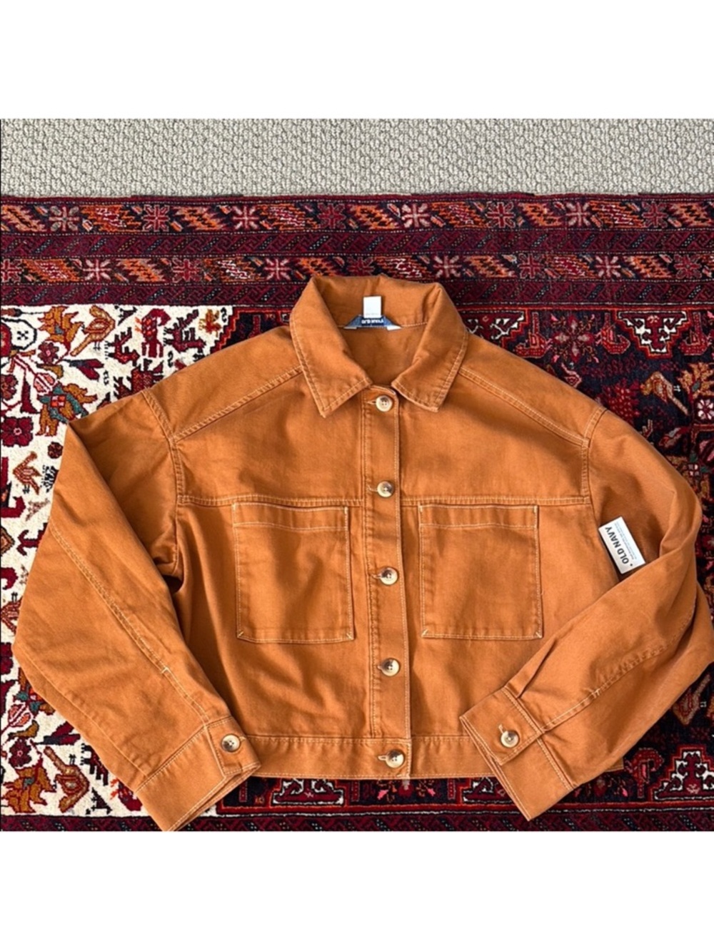 Old Navy Tan Utility Jacket with Boxy Fit and Collar